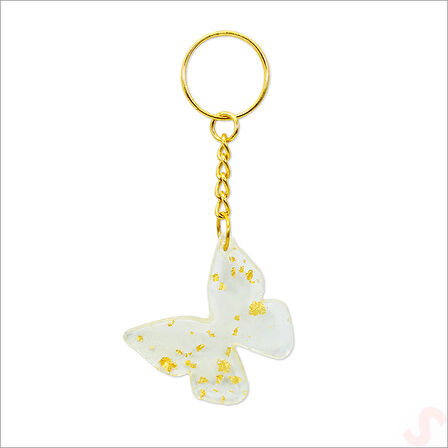 Epoksi Kelebek Anahtarlık, Altın - 1 Adet