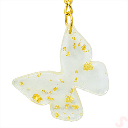 Epoksi Kelebek Anahtarlık, Altın - 1 Adet