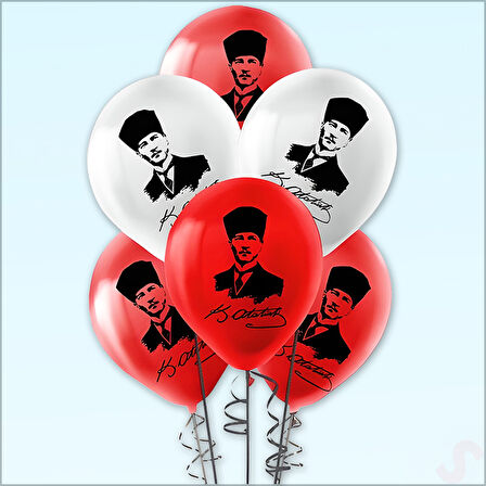 Atatürk Baskılı Pastel Balon, 30cm x 8 Adet