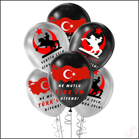 Ne Mutlu Türküm Diyene Metalik Balon, 30cm x 8 Adet