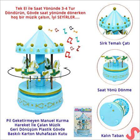 Atlı Karınca Müzik Kutusu, 17cm x 10cm - Mavi