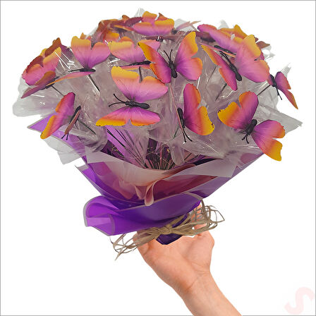 Led Işıklı Kelebek Buketi - 45cm x 30cm