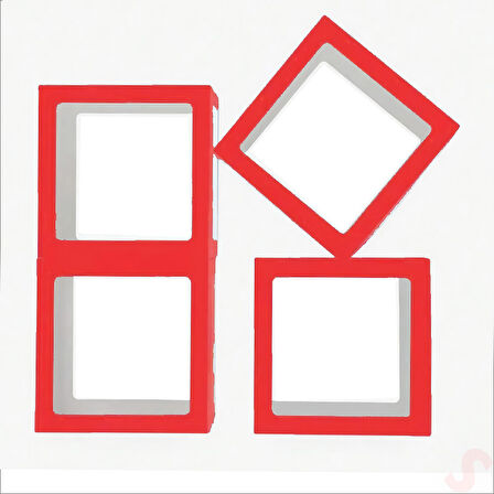 Şeffaf Balon Kutusu, 30cm x 4 Adetli Set - Kırmızı