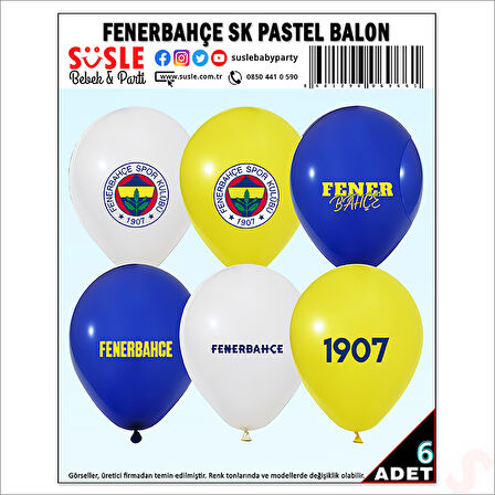 Fenerbahçe SK Pastel Balon, 30cm x 6 Adet