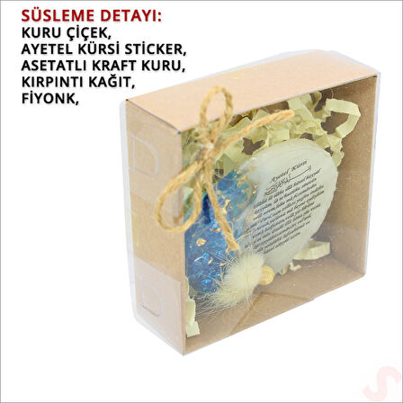 Kutulu ve SüSLü Mavi Taşlı 6,50 cm Epoksi Magnet - 1 Adet