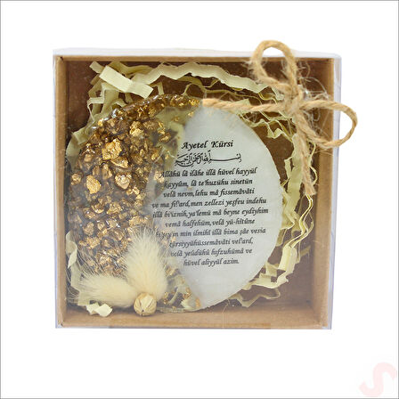 Kutulu ve SüSLü Altın Taşlı 6,50 cm Epoksi Magnet - 1 Adet