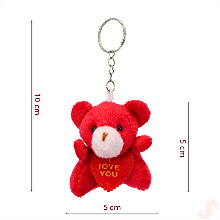 Pelüş Ayıcık Anahtarlık Love You, 5 cm x 5 cm - Kırmızı