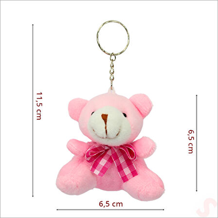 Pelüş Ayıcık Anahtarlık, 6,5 cm x 6,5 cm - Pembe