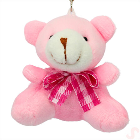 Pelüş Ayıcık Anahtarlık, 6,5 cm x 6,5 cm - Pembe