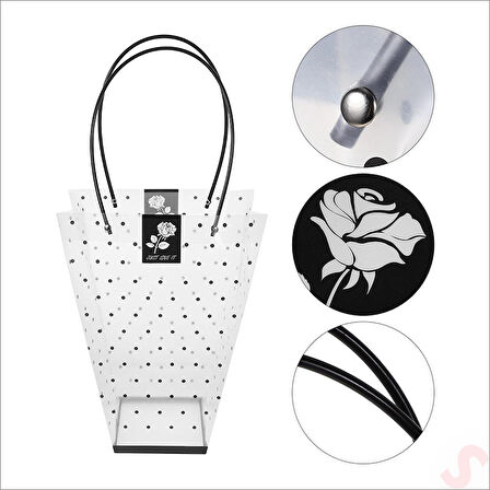 Siyah Saplı Şeffaf PVC Çanta, 35x26,5x13cm - 1 Adet