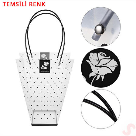 Beyaz Saplı Şeffaf PVC Çanta, 35x26,5x13cm - 1 Adet