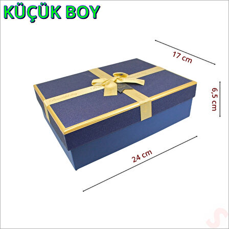 Fiyonklu Kutu Küçük Boy, 24 x 17 x 6,5 cm - Lacivert