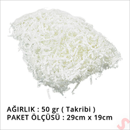 Zikzak Kırpıntı Kağıt Paketleme Dolgu Malzemesi, 50 gr - Beyaz