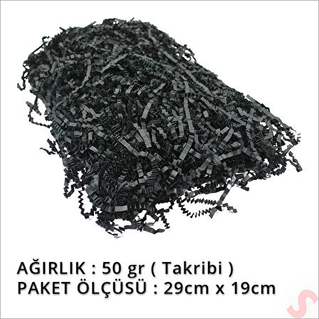 Zikzak Kırpıntı Kağıt Paketleme Dolgu Malzemesi, 50 gr - Siyah