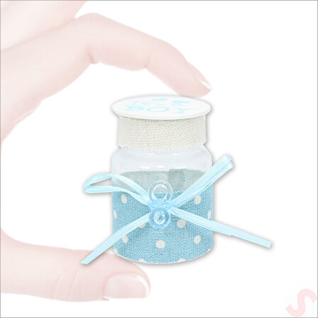 Emzikli Plastik Kavanoz, 6,5cm x 4cm x 12 Adet - Mavi