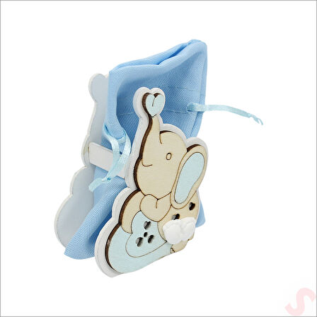 Ahşap Standlı 10cm x 8cm KESE, Fil Mavi - 1 Adet