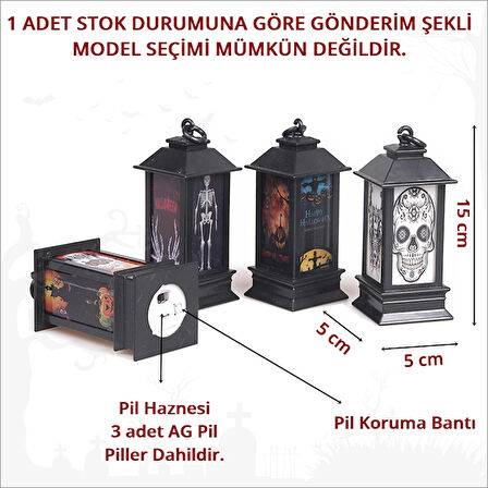 Halloween Korku Işığı Pilli Led Fener, 15cm x 5cm x 1 Adet