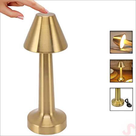 Şarjlı Dokunmatik Ayarlanabilir Renk Tonlu LED Masa Lambası - 23cm