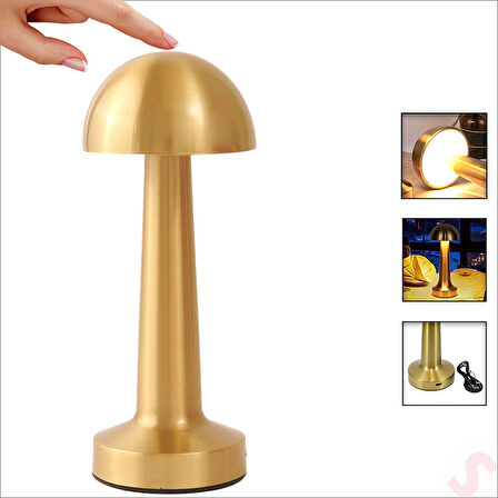 Şarjlı Dokunmatik Ayarlanabilir Renk Tonlu LED Masa Lambası - 22cm