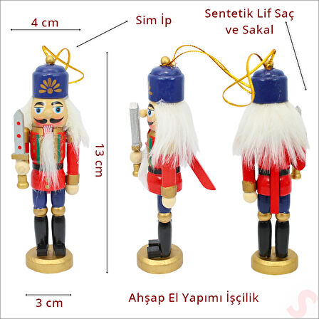 Kurşun Asker, Ahşap Fındıkkıran 13cm - Kılıçlı Kırmızı