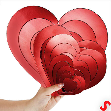 3 Boyutlu Döner Sarkıt 16 Adet Kalp Tavan SüS Seti