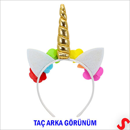 Unicorn Tek Boynuz Dolgulu Eva Taç, 1 Adet - Altın