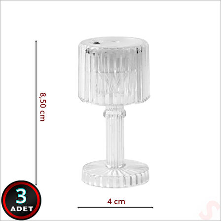 Retro Mini Masa Lambası Pilli Led Işık, 8,5cm x 4cm x 3 Adet