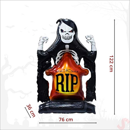 Halloween Mezar Taşı RIP Folyo Balon, 122 cm x 76 cm