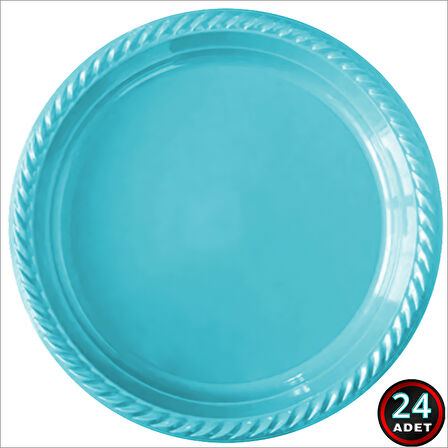 Plastik Tabak, 22cm x 24 Adet - Mavi