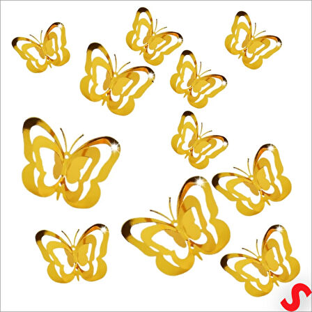 3 Boyutlu Döner Sarkıt 11 Adet Kelebek Tavan SüS Seti