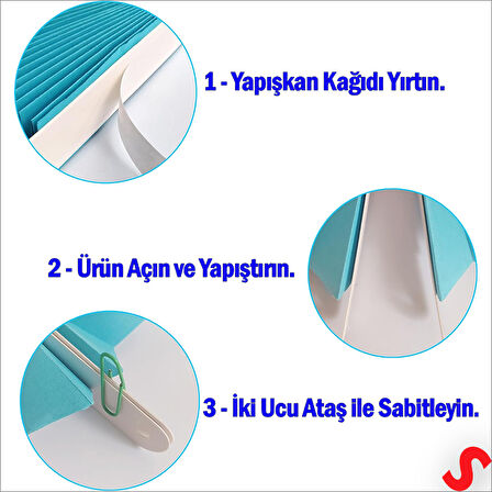 Kağıt Yelpaze SüS, 6 Adetli Set, Mavi