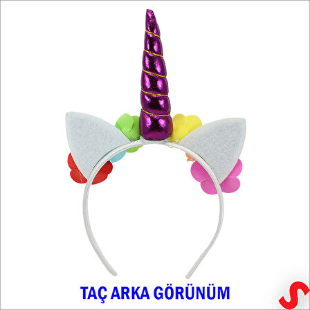 Unicorn Tek Boynuz Dolgulu Eva Taç, 1 Adet - Mor