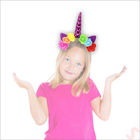 Unicorn Tek Boynuz Dolgulu Eva Taç, 1 Adet - Mor