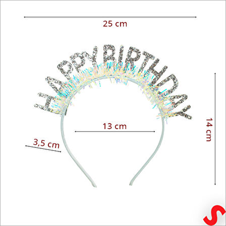 Happy Birthday Taç ve Gözlük Seti - Gümüş