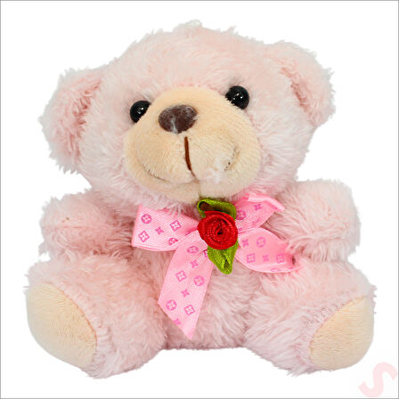 Pembe Pelüş Ayıcıklı ve Kutulu Yapay Çiçek Buketi - 20cm