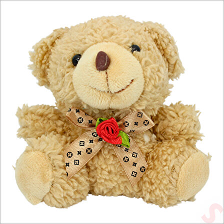 Kahve Pelüş Ayıcıklı ve Kutulu Yapay Çiçek Buketi - 20cm