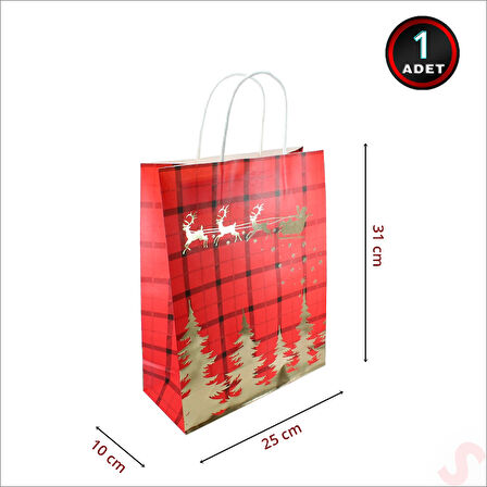 Kırmızı Kraft Karton Çanta, 31 x 25 x 10 cm - 1 Adet