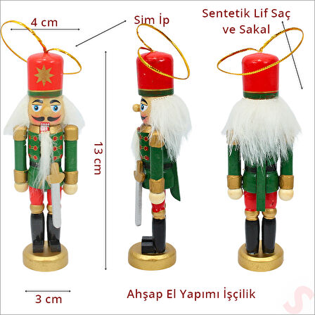 Kurşun Asker, Ahşap Fındıkkıran 13cm - Kılıçlı Yeşil