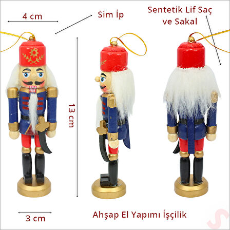 Kurşun Asker, Ahşap Fındıkkıran 13cm - Kılıçlı Lacivert