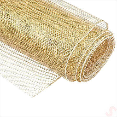 Simli Örgü File Rulo Tül, 73 cm x 8 mt - Altın