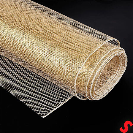 Simli Örgü File Rulo Tül, 73 cm x 8 mt - Altın