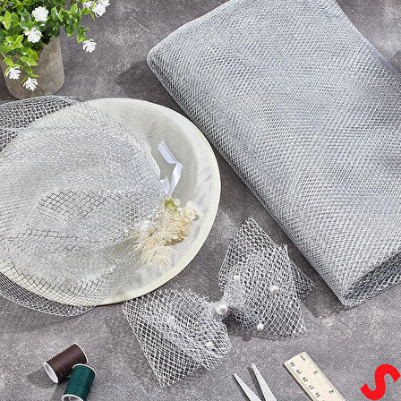 Simli Örgü File Rulo Tül, 73 cm x 8 mt - Gümüş