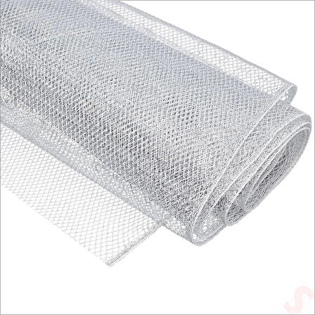 Simli Örgü File Rulo Tül, 73 cm x 8 mt - Gümüş