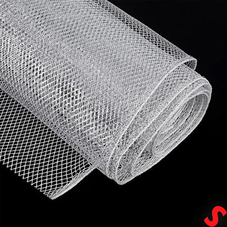 Simli Örgü File Rulo Tül, 73 cm x 8 mt - Gümüş