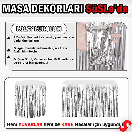 Parlak Saçaklı Işıltılı Masa Eteği 75cm x 275cm - Gümüş