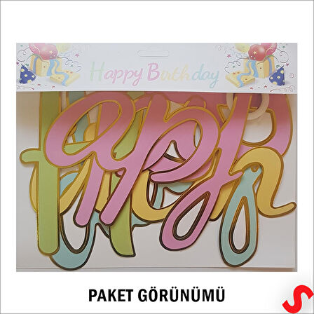 Happy Birthday Makaron Karton Banner, 2 mt