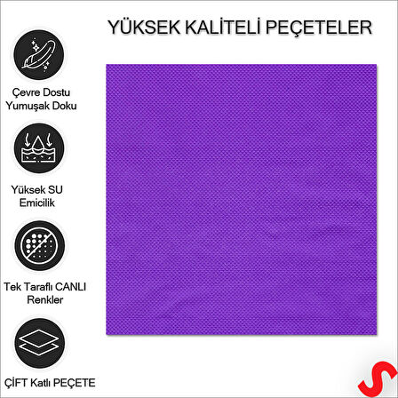 Mor Peçete - 33cm x 33cm - 20 Adet