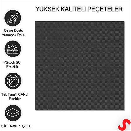 Siyah Peçete - 33cm x 33cm - 20 Adet