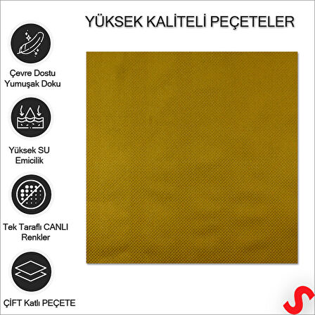 Altın Peçete - 33cm x 33cm - 20 Adet