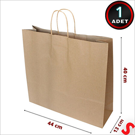 Büküm Saplı Kraft Çanta 40 x 44 x 13 cm, Natürel - 1 Adet